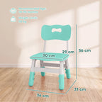 Green adjustable kids desk chair with backrest and white frame, single chair view