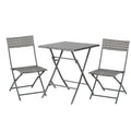 2-Seater Chair Bistro Set Garden Patio Table & Chair Black Rattan Furniture Grey - Bobobiy