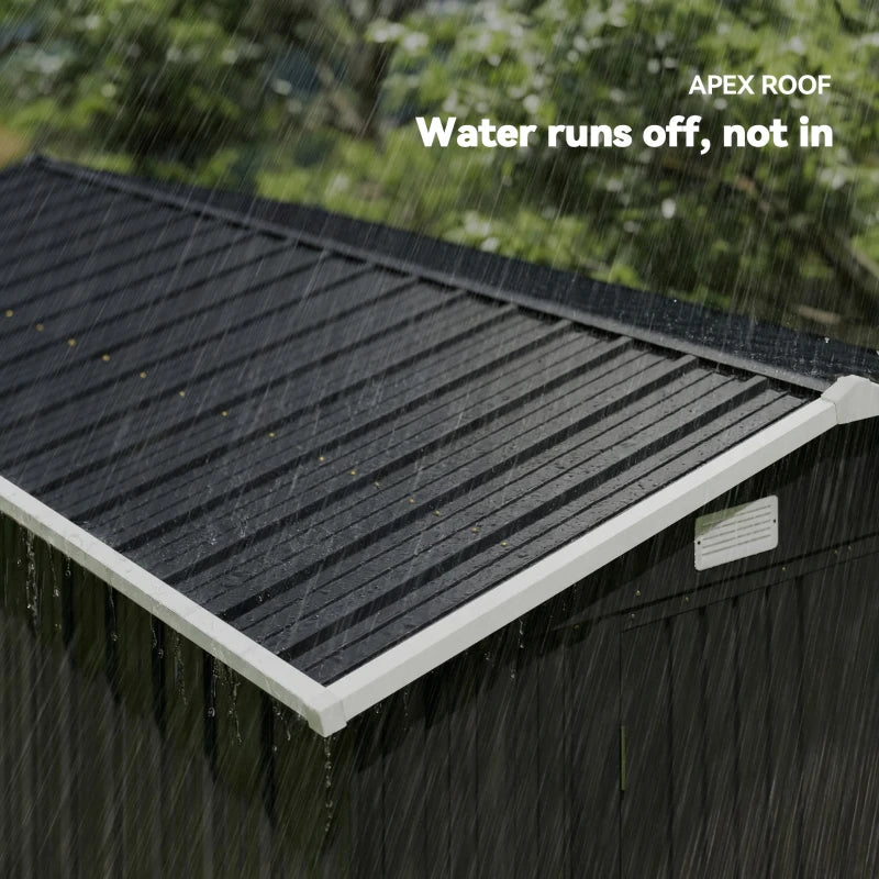 Dark grey apex roof panel with sloped design for rain runoff