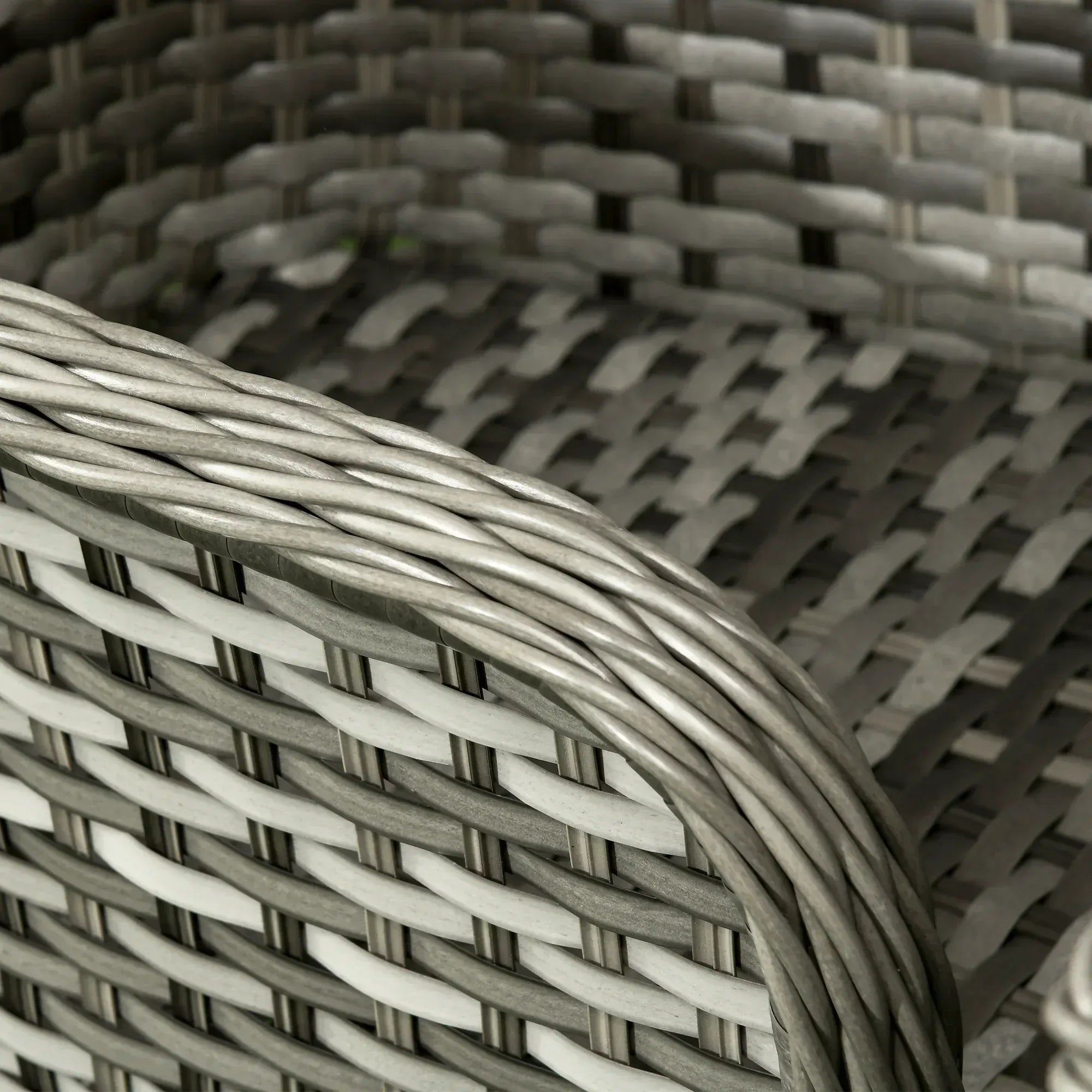 Seven-Piece Rattan Dining Set - Grey - Bobobiy