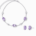 Sterling silver amethyst mini jewelry set with purple gemstone necklace and stud earrings