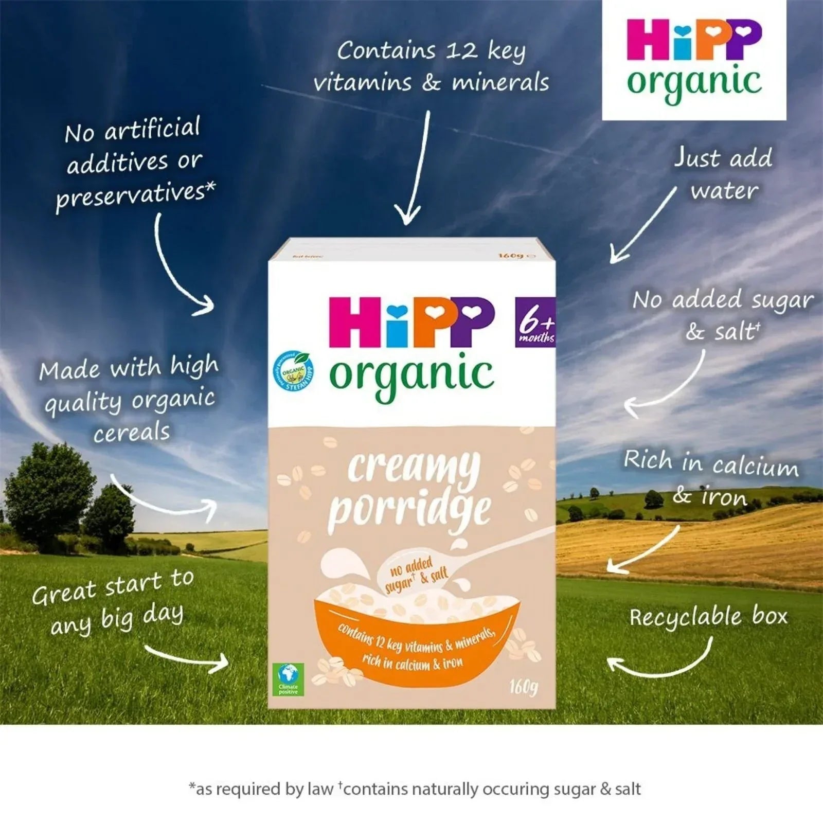 HiPP Organic Creamy Porridge Baby Cereal 6+ months 160g - Bobobiy