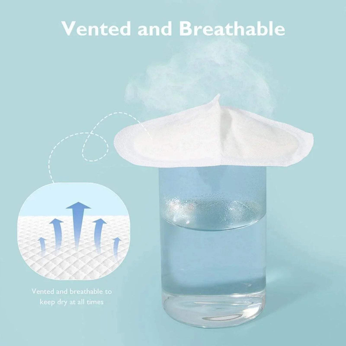 Breathable vented disposable nursing pad inserts, white, with curved shape