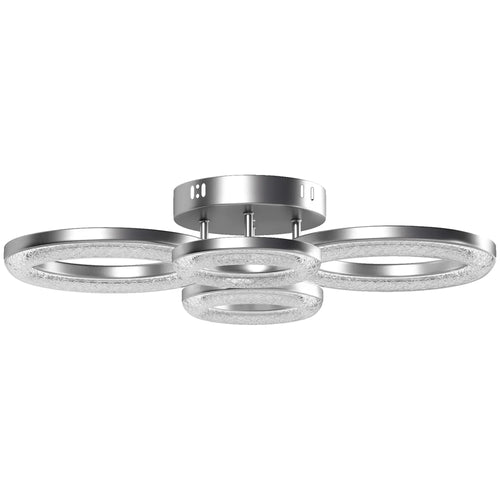 Silver LED flush-mount ceiling light with four circular ring shades