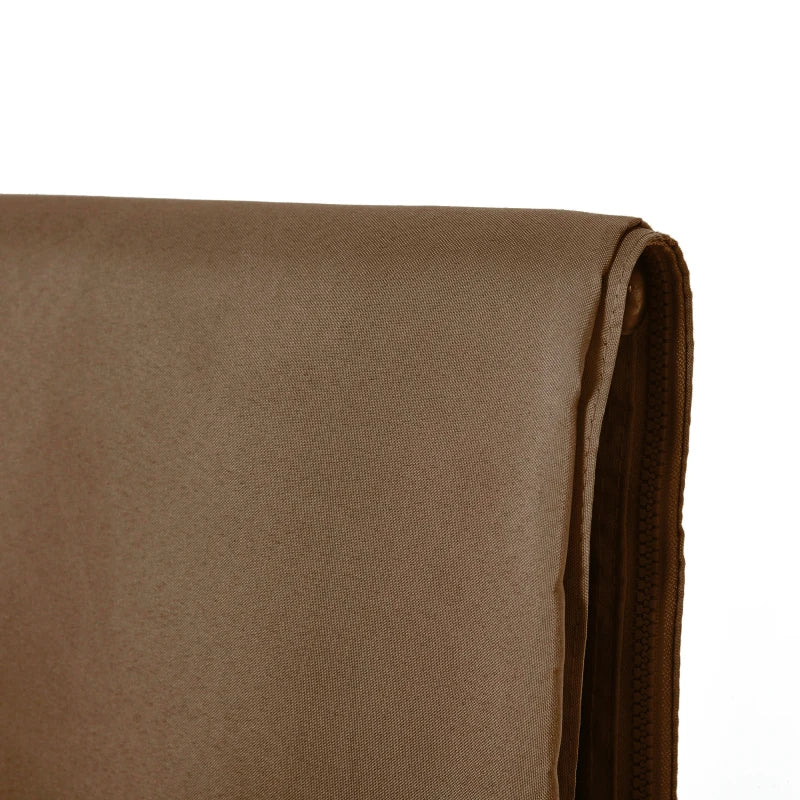 Dark brown curtain fabric fold with stitched edge and rolled hem