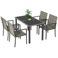 Outdoor Dining Set 5 Pieces Patio Conservatory with Tempered Glass Tabletop,4 Dining Chairs - Mixed Grey - Bobobiy