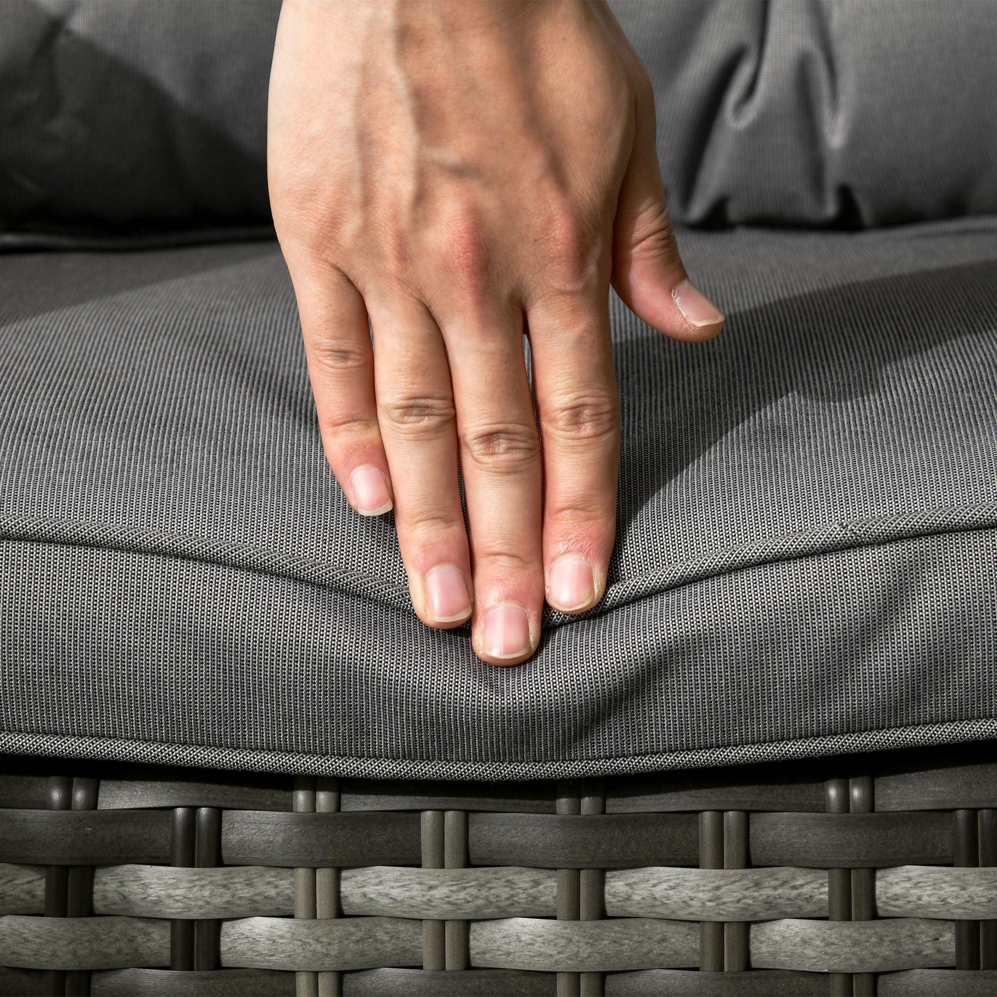 Seven-Piece Rattan Dining Set - Grey - Bobobiy