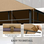 Beige gazebo top replacement cover with hook-and-loop fasteners and corner pockets