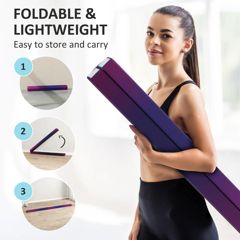 Foldable lightweight balance beam for kids in purple with portable design