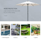 Cream garden parasol with open canopy and dark pole for outdoor shade