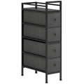 4 Drawer Fabric Dresser Chest of Drawers, Slim Storage Cabinet with Steel Frame for Small Spaces, Bedroom, Black - Bobobiy