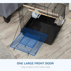 Black birdcage with large front door access and bottom tray