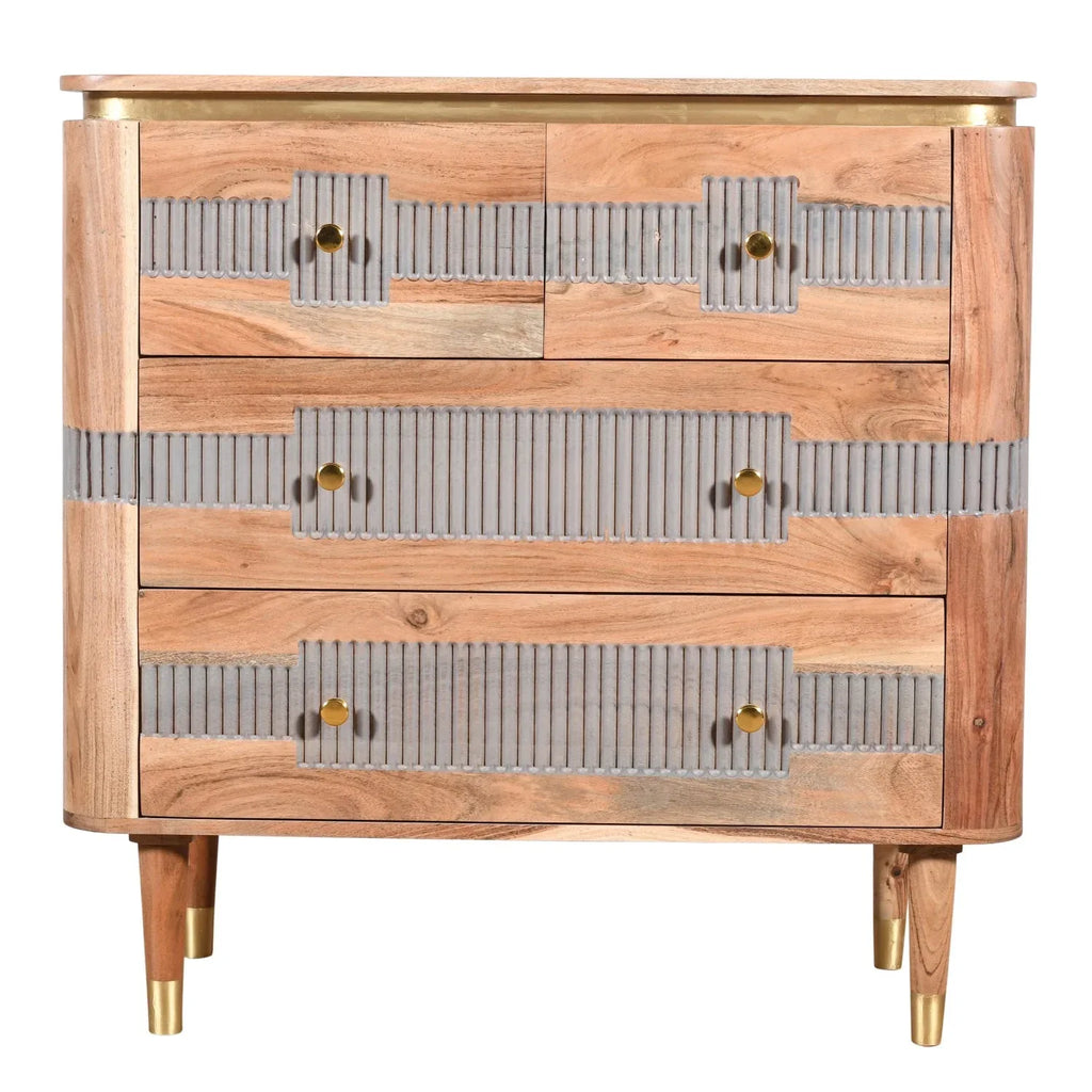 Berkley Acacia Wood 4 Drawers Chest - Bobobiy