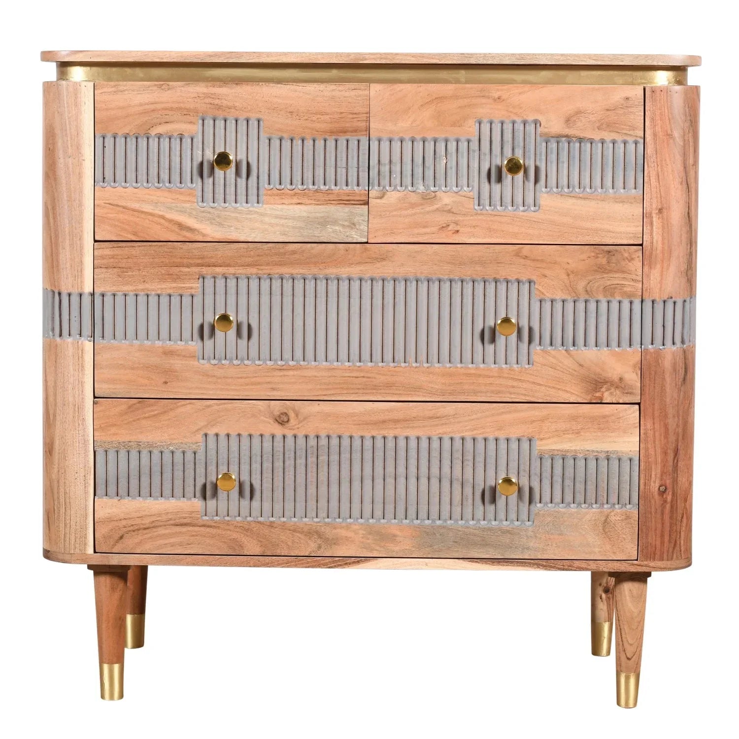 Berkley Acacia Wood 4 Drawers Chest - Bobobiy
