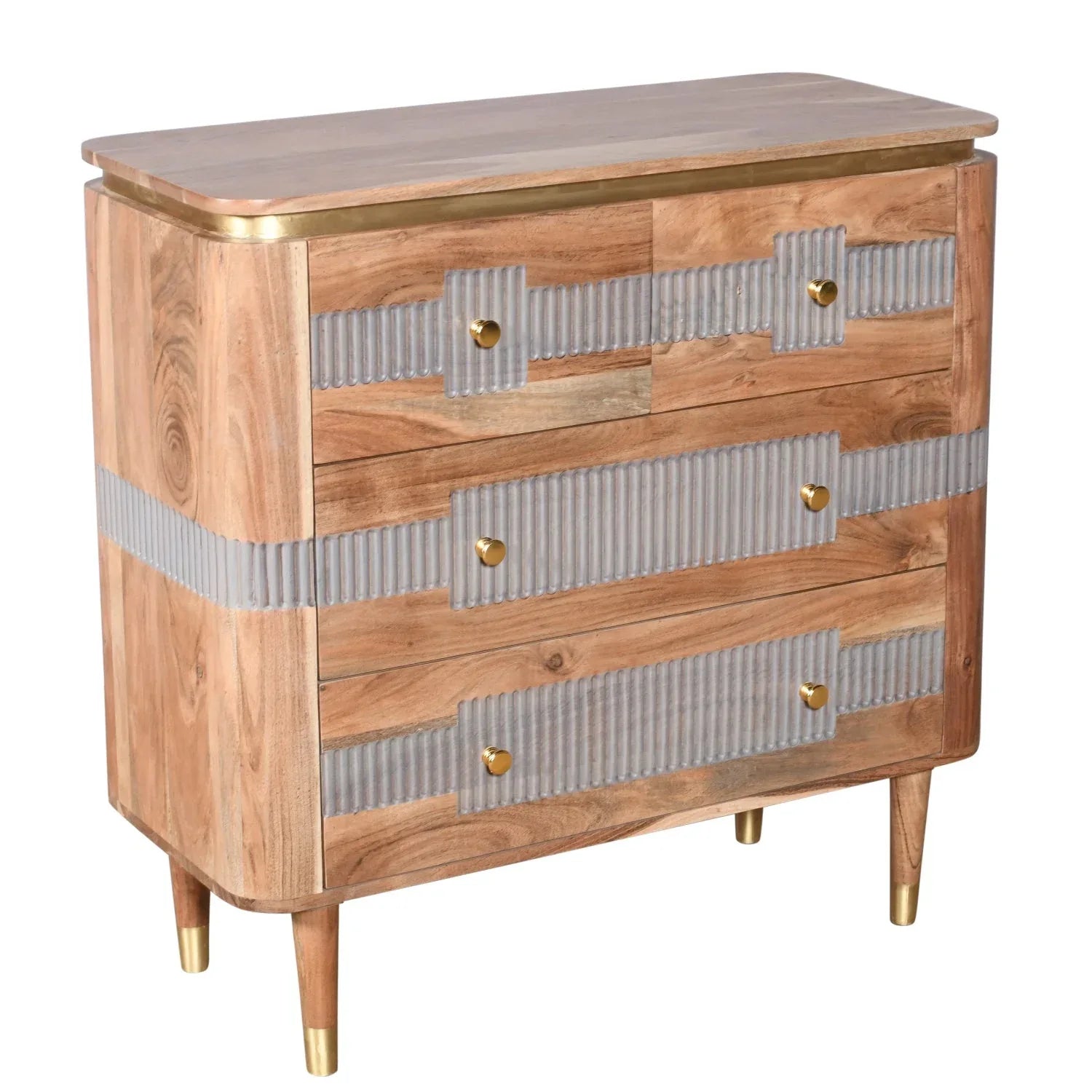 Berkley Acacia Wood 4 Drawers Chest - Bobobiy