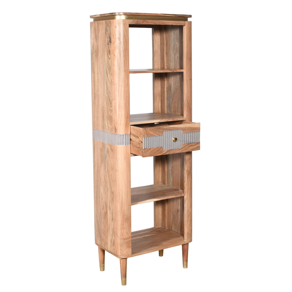 Berkley Acacia Wood 1 Drawers Open Bookcase