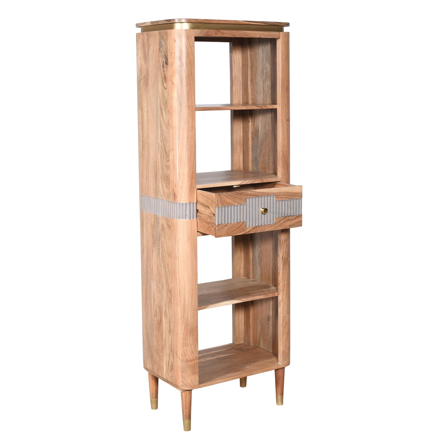 Berkley Acacia Wood 1 Drawers Open Bookcase