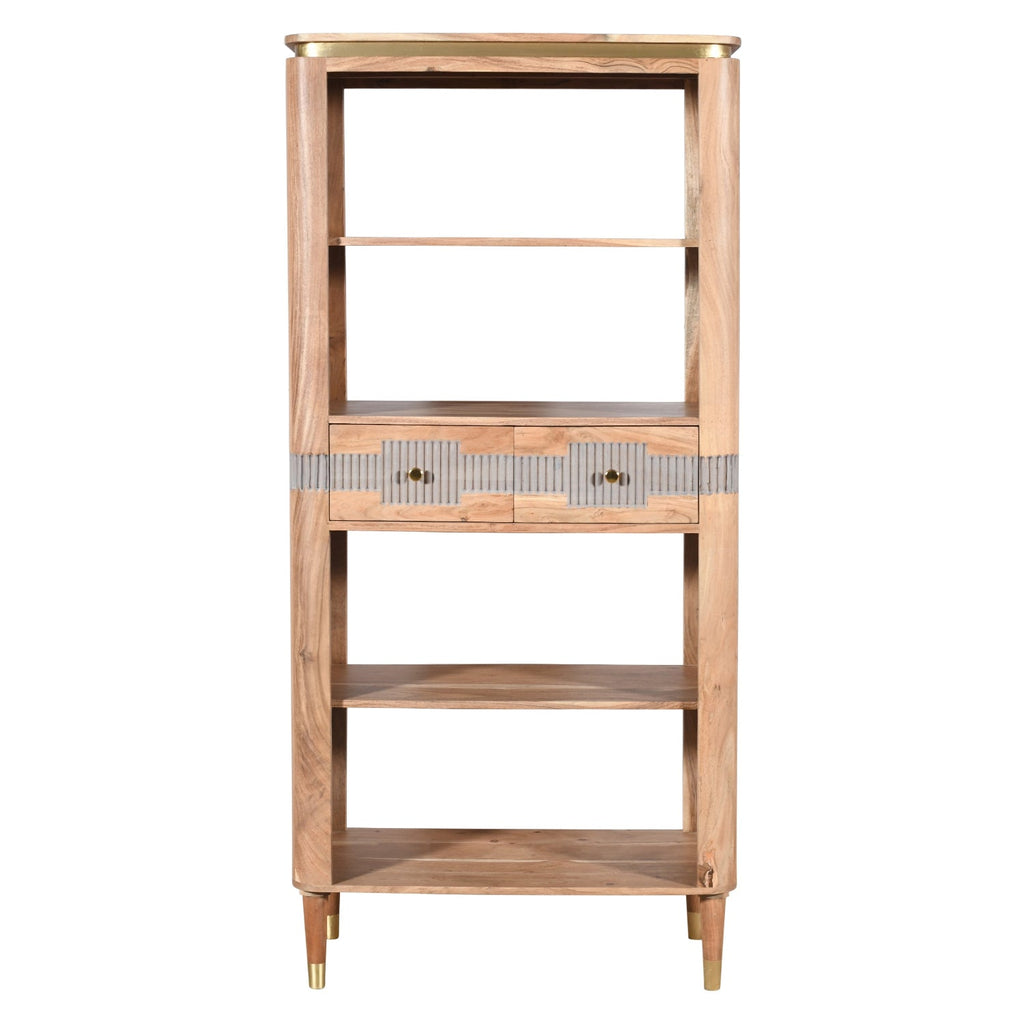 Berkley Acacia Wood 2 Drawers Open Bookcase