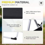 Outdoor camping chair with dark Oxford fabric, aluminum frame, and anti-slip foot covers
