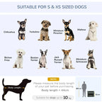 Pet carrier suitability chart showing dog types and body-length guidance for sizing