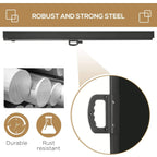 Black steel housing for retractable privacy screen awning with mounting end caps