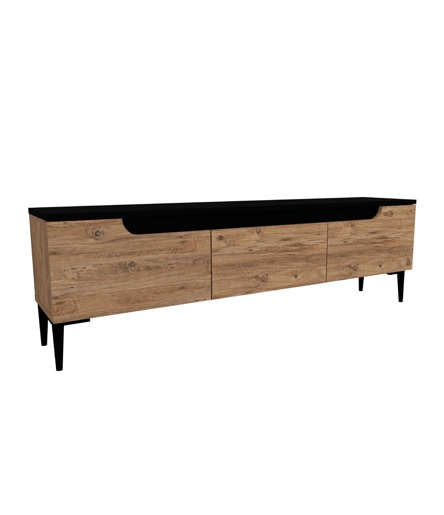 Modern TV Stand for 65-Inch TVs | 3 Cabinets, Water-Resistant Finish, Easy Assembly-Amiray