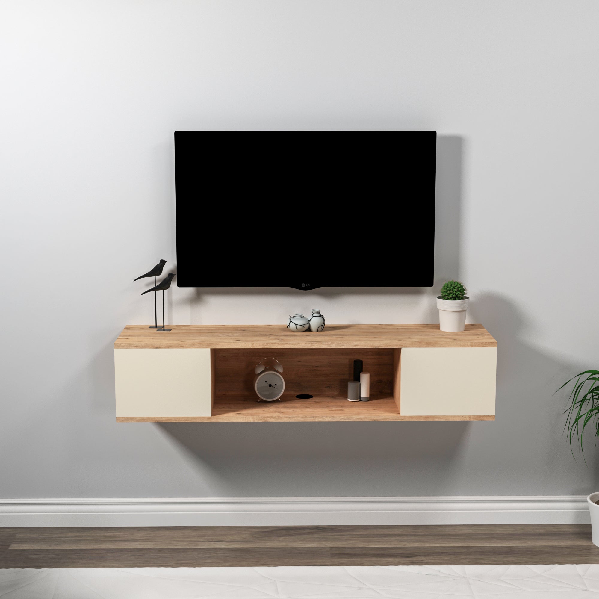 Alfie Floating TV Stand with Shelves