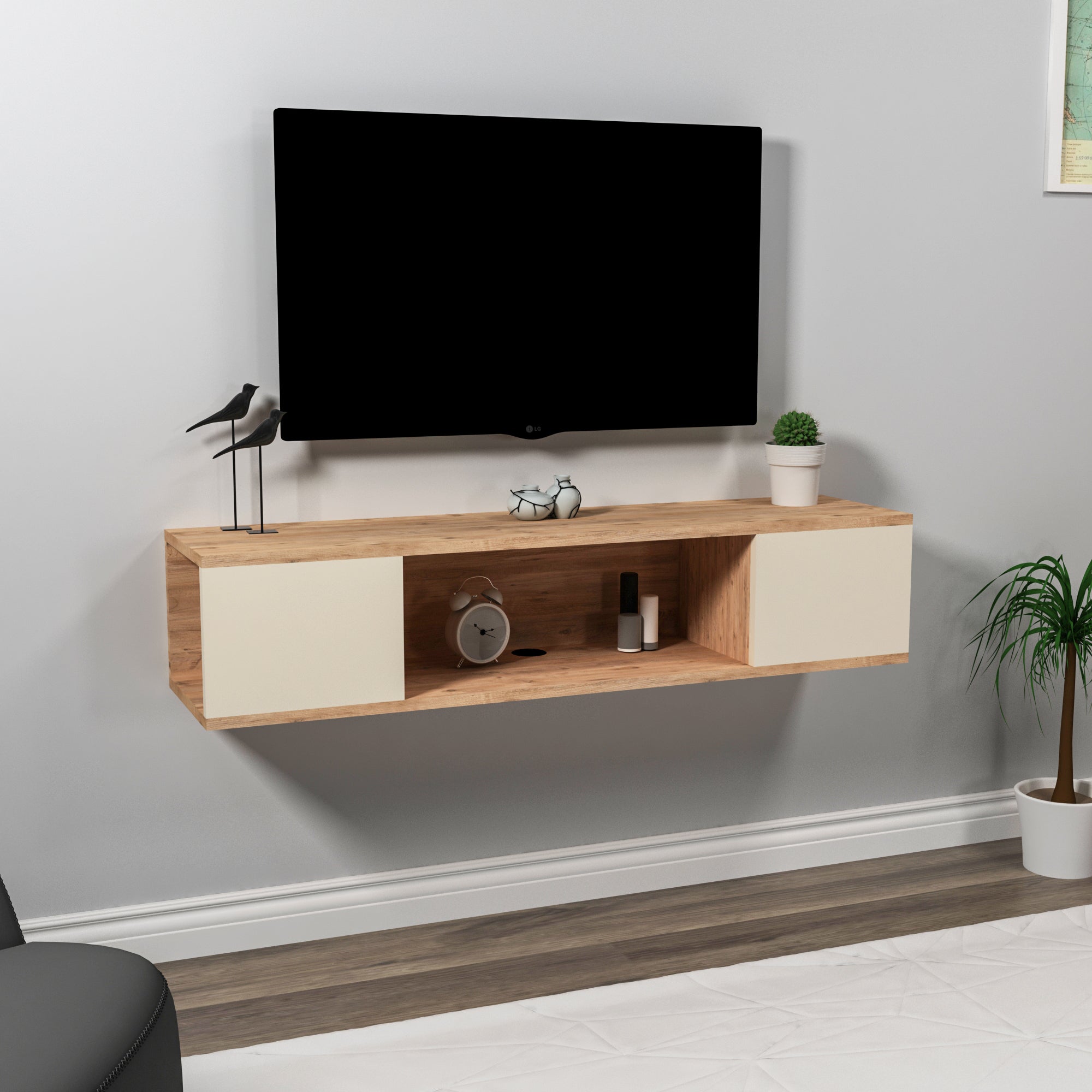 Alfie Floating TV Stand with Shelves