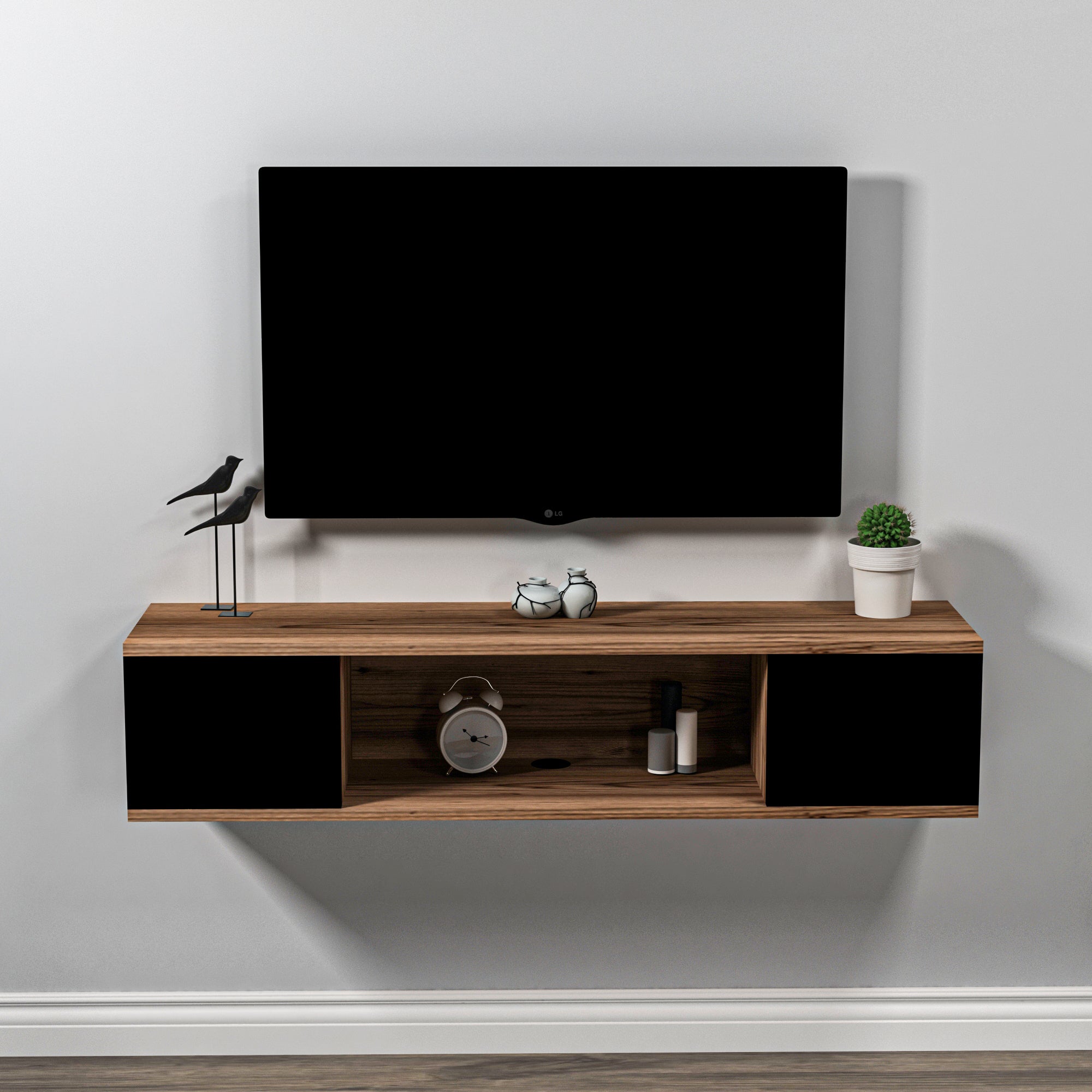 Alfie Floating TV Stand with Shelves