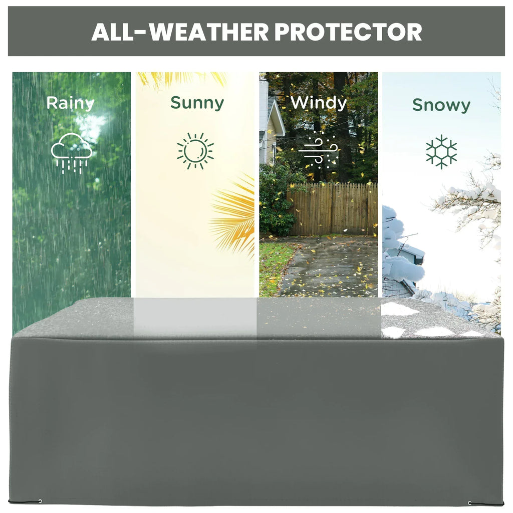 600D Oxford Outdoor Garden Furniture Sofa Set Cover, Waterproof Anti-UV Rattan Sun Lounger Protection Protector Cover, 275L x 205W x 90Hcm, Grey - Bobobiy