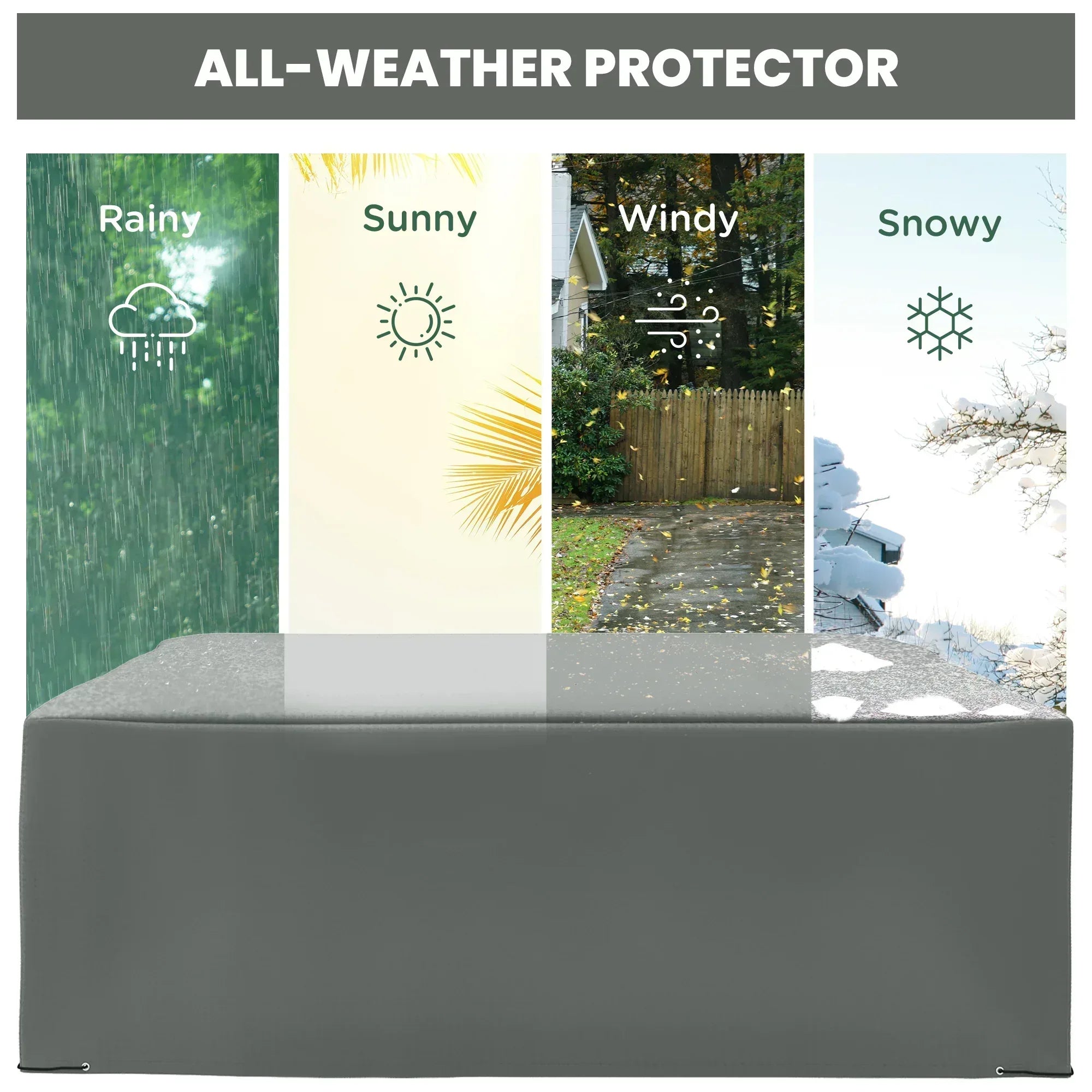 600D Oxford Outdoor Garden Furniture Sofa Set Cover, Waterproof Anti-UV Rattan Sun Lounger Protection Protector Cover, 275L x 205W x 90Hcm, Grey - Bobobiy