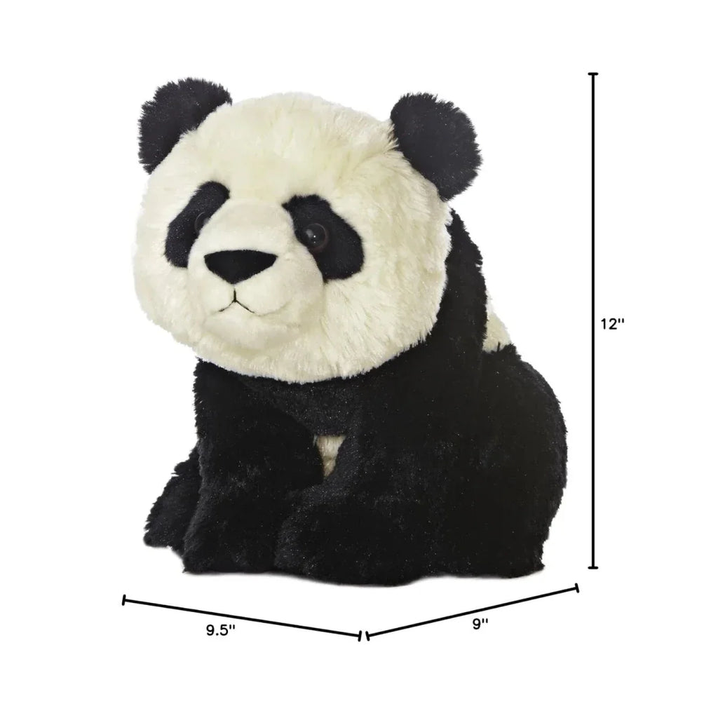 Panda plush toy, black-and-white, 12 in tall and 9.5 in wide