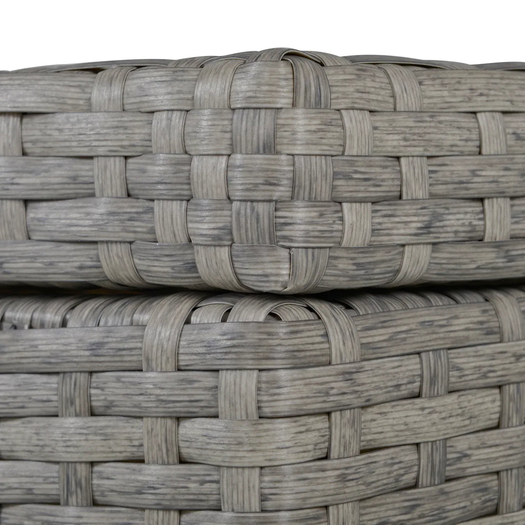 4 Pieces Rattan Garden Furniture Set, 4 Seater Garden Sofa Set with Storage Box, Loveseats and Glass Top Table, Wicker Outdoor Conservatory Furniture with Cushions for Outdoor, Patio, Grey - Bobobiy