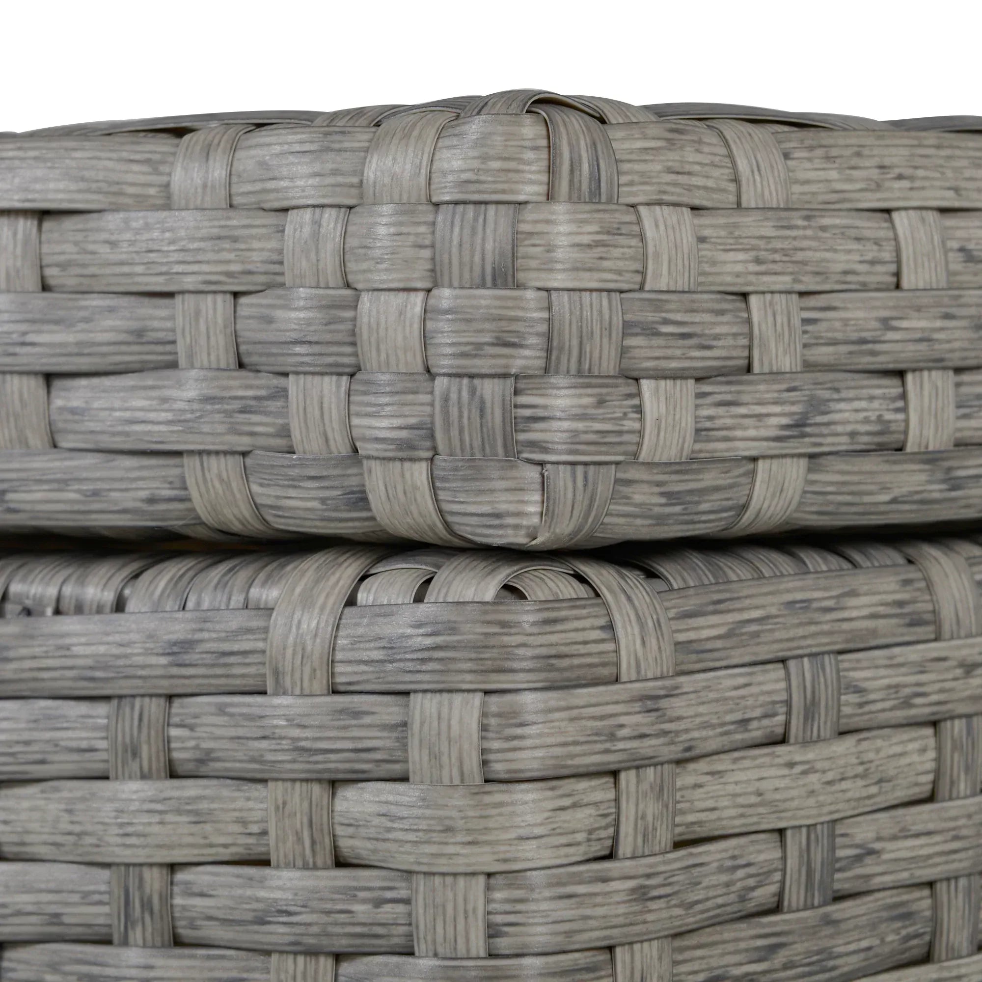 4 Pieces Rattan Garden Furniture Set, 4 Seater Garden Sofa Set with Storage Box, Loveseats and Glass Top Table, Wicker Outdoor Conservatory Furniture with Cushions for Outdoor, Patio, Grey - Bobobiy