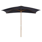 Black wooden garden parasol umbrella with canopy and central wooden pole