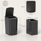 Black 12L sensor trash bin shown from multiple angles with open lid