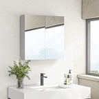 Wall-mounted bathroom mirror cabinet with front mirror doors and storage space