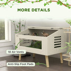Oak reptile box showing two glass levels, 10 air vents, and anti-slip foot pads