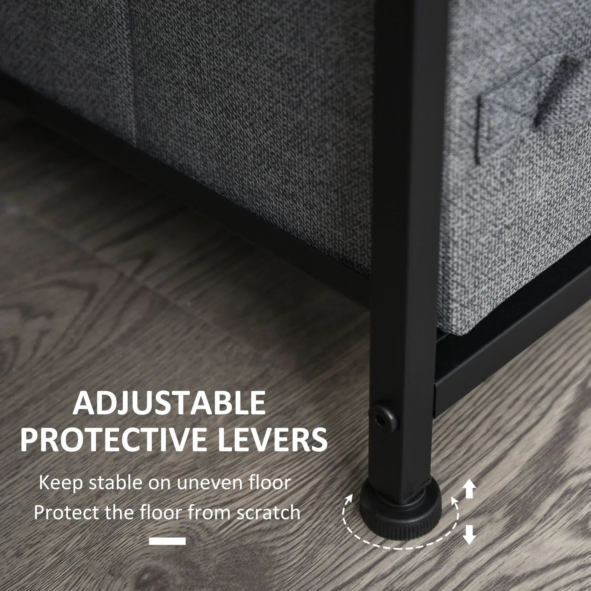 Chest of Drawers with 7 Drawers, Fabric Drawers with Large Storage Space, Drawers Dresser with Metal Frame, Adjustable Feet for Bedroom Living Room, Dark Grey - Bobobiy