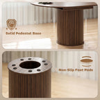 Dark walnut solid pedestal base with non-slip foot pads for round dining table