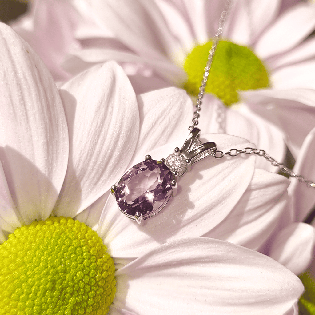 Sterling silver amethyst pendant necklace with matching amethyst bracelet