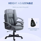 Dark grey mid-back executive chair with adjustable height lever and padded headrest