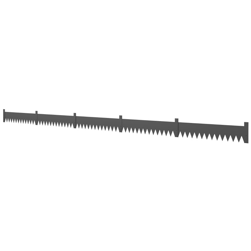 Black metal picket fence panel, 8 cm zigzag top edge.