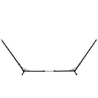 Black metal hammock stand frame, centered view with two end supports and crossbar.