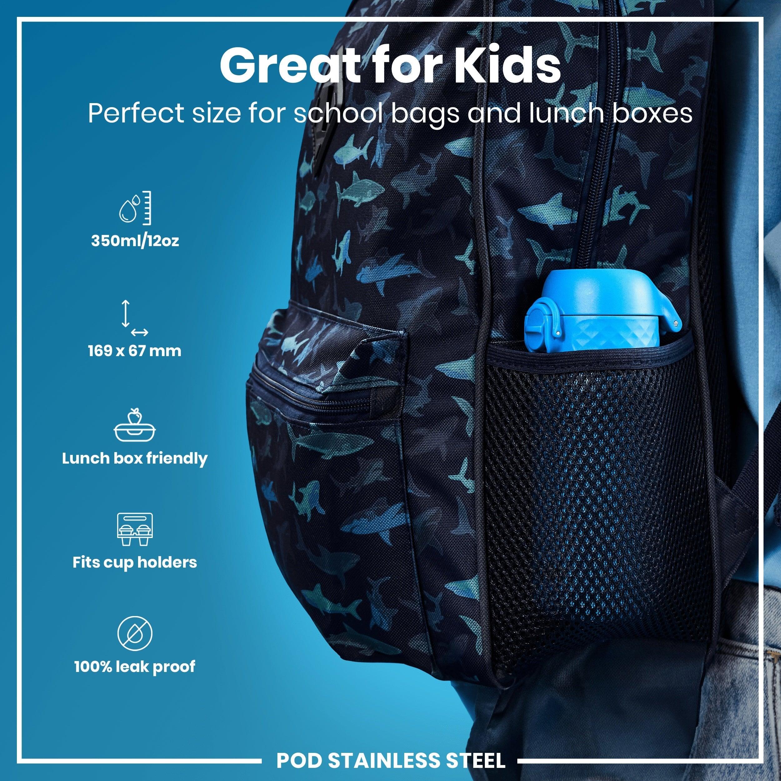 Leak Proof Water Bottle, Stainless Steel, Blue, 400ml (13oz)