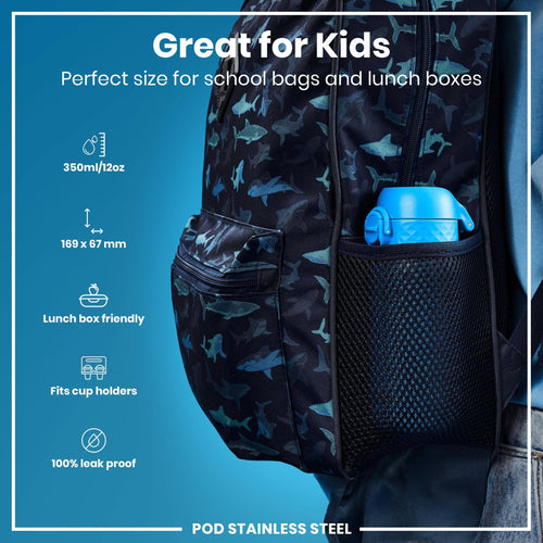 Leak Proof Water Bottle, Stainless Steel, Blue, 400ml (13oz)