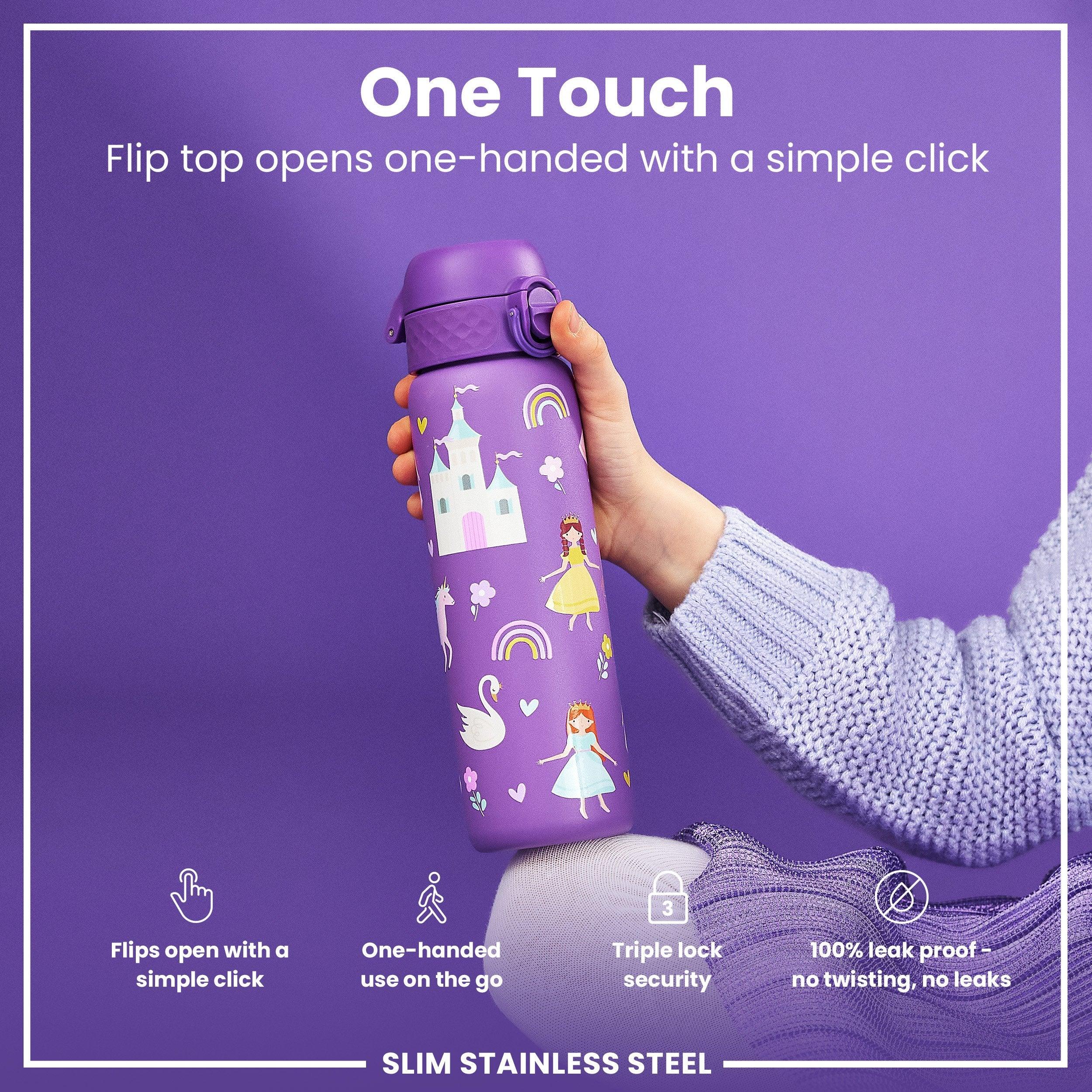 Leak Proof Slim Water Bottle, Stainless Steel, Princess, 600ml (20oz)