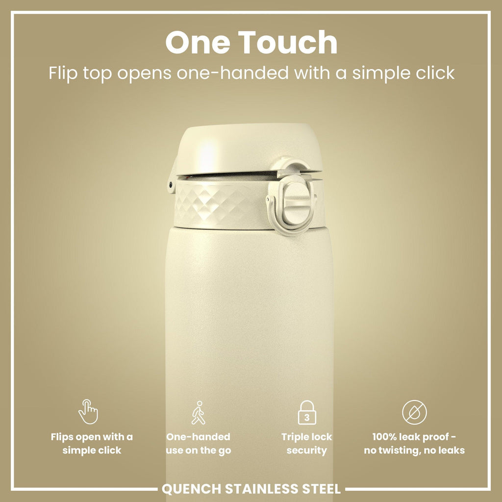 Leak Proof 1 Litre Water Bottle, Stainless Steel, Creamy White, 1L