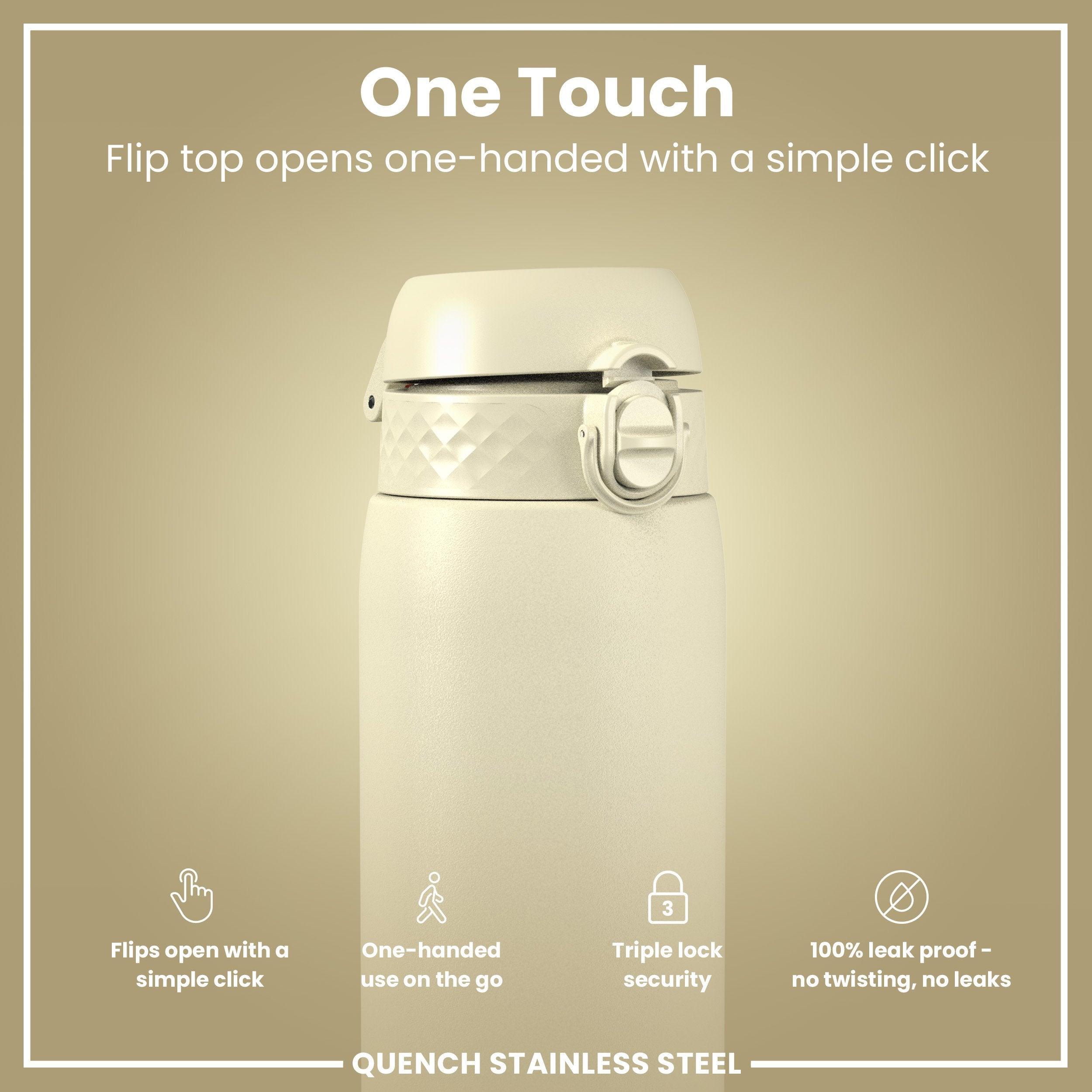 Leak Proof 1 Litre Water Bottle, Stainless Steel, Creamy White, 1L