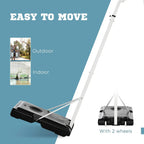 Portable basketball hoop stand with two-wheel base and height-adjustable pole